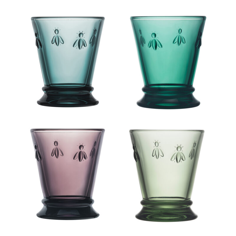 Vattenglas Abeille 4 st olika färger